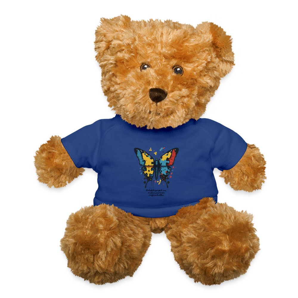 Autism Butterfly Teddy Bear - royal blue