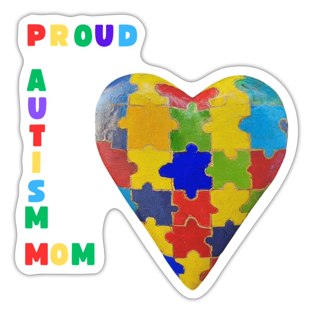 Proud Autism Mom Sticker - white matte