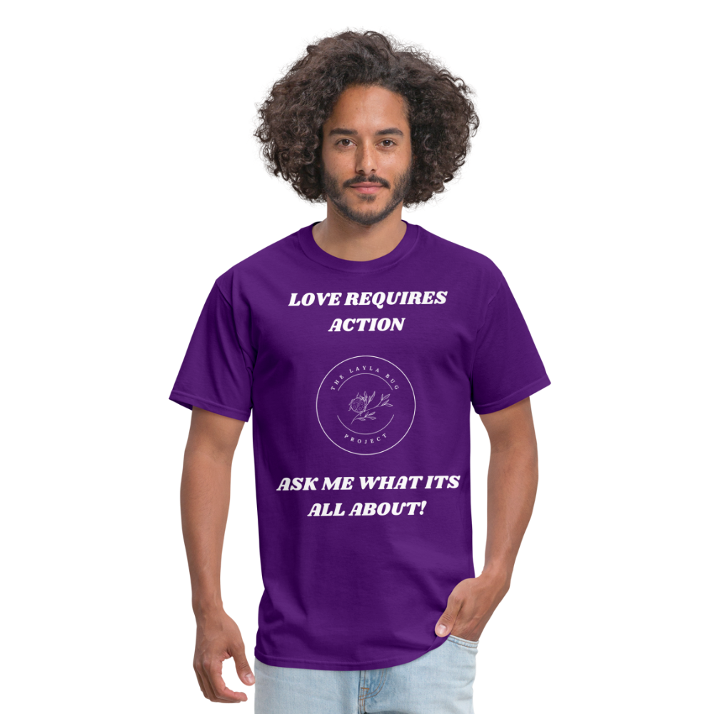 Love Requires Action Unisex Classic T-Shirt - purple